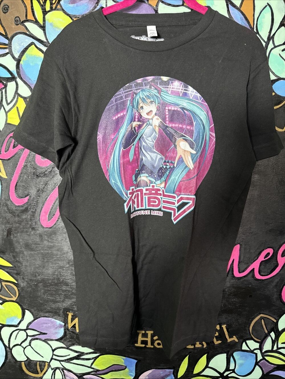 Unisex Hatsune Miku Tee T-Shirt, Black, Small